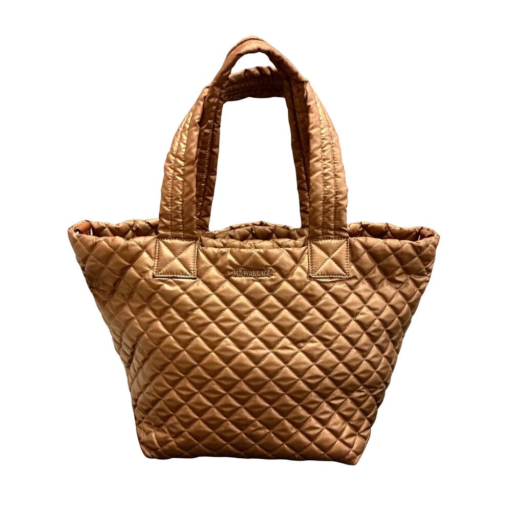 MZ Wallace Tiger Eye Pearl Metallic Medium Metro Deluxe Quilted Nylon Tote Bag